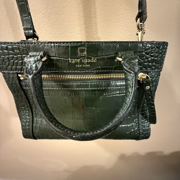 Kate Spade Dark Green Croc-Embossed Crossbody Bag - Picture 1 of 8